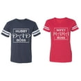 thumbnail image 1 of Hubs Dad Mama Boss Matching Couple Cotton Jerseys (Men Navy / Women Red) (Men S / Women XXL), 1 of 3
