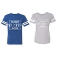 thumbnail image 1 of Hubs Dad Mama Boss Matching Couple Cotton Jerseys (Men Royal / Women Heather) (Men S / Women M), 1 of 3