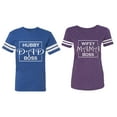 thumbnail image 1 of Hubs Dad Mama Boss Matching Couple Cotton Jerseys (Men Royal / Women Purple) (Men M / Women L), 1 of 3