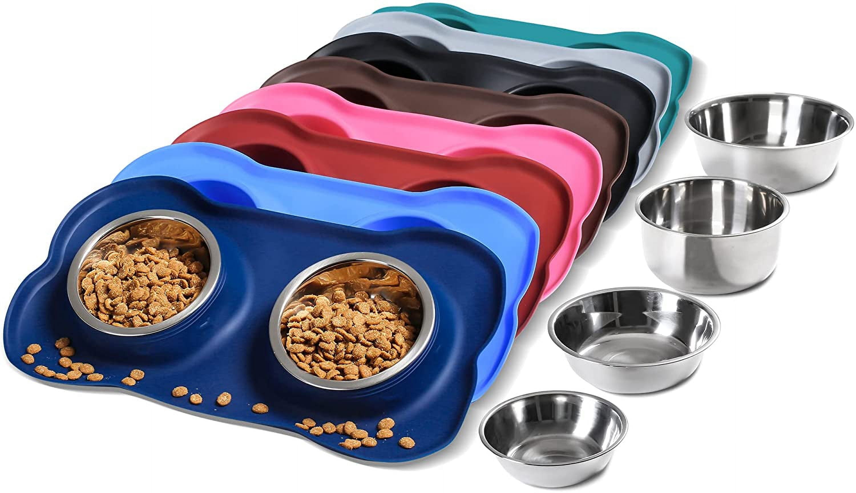 Anti-splash Double Food Bowls For Large Dogs Silicone Dog Bowl Mat Water  Drinking Bowl For Cats Anti Slip Dog Dish Accessories