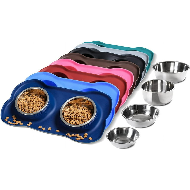 Small Dog Food Bowls.Stainless Steel No Spill Dog Food Water Bowls.The  Puppy Feeder Food Bowl.Dog Dish.No Spill,Non-Slip Metal Pet Water Bowl,Dog