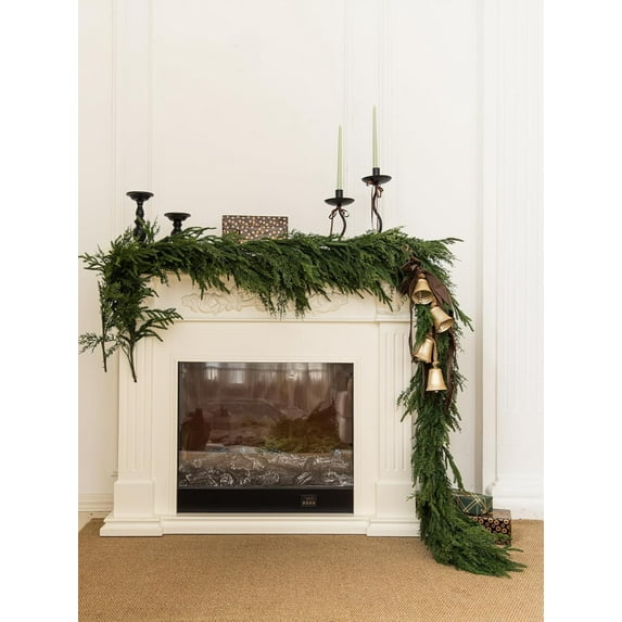 Huchen 9ft Handmade Christmas Garland,Artificial Norfolk Pine Needles Greenery Seasonal Garland for Christmas TV Cabinet Winter Holiday Indoor Outdoor Decoration