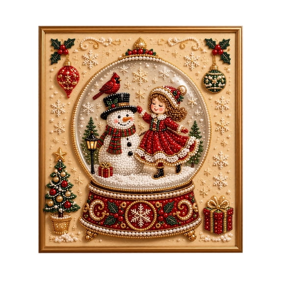 Huchen Diamond Art Kits for Adults, Christmas Pearl Diamond Painting Art Kit with Frame, Christmas Pearl Beads Art Craft for Adults Beginner for Home Wall Decor, Healing Stress-Relieving 7.87*7.87in