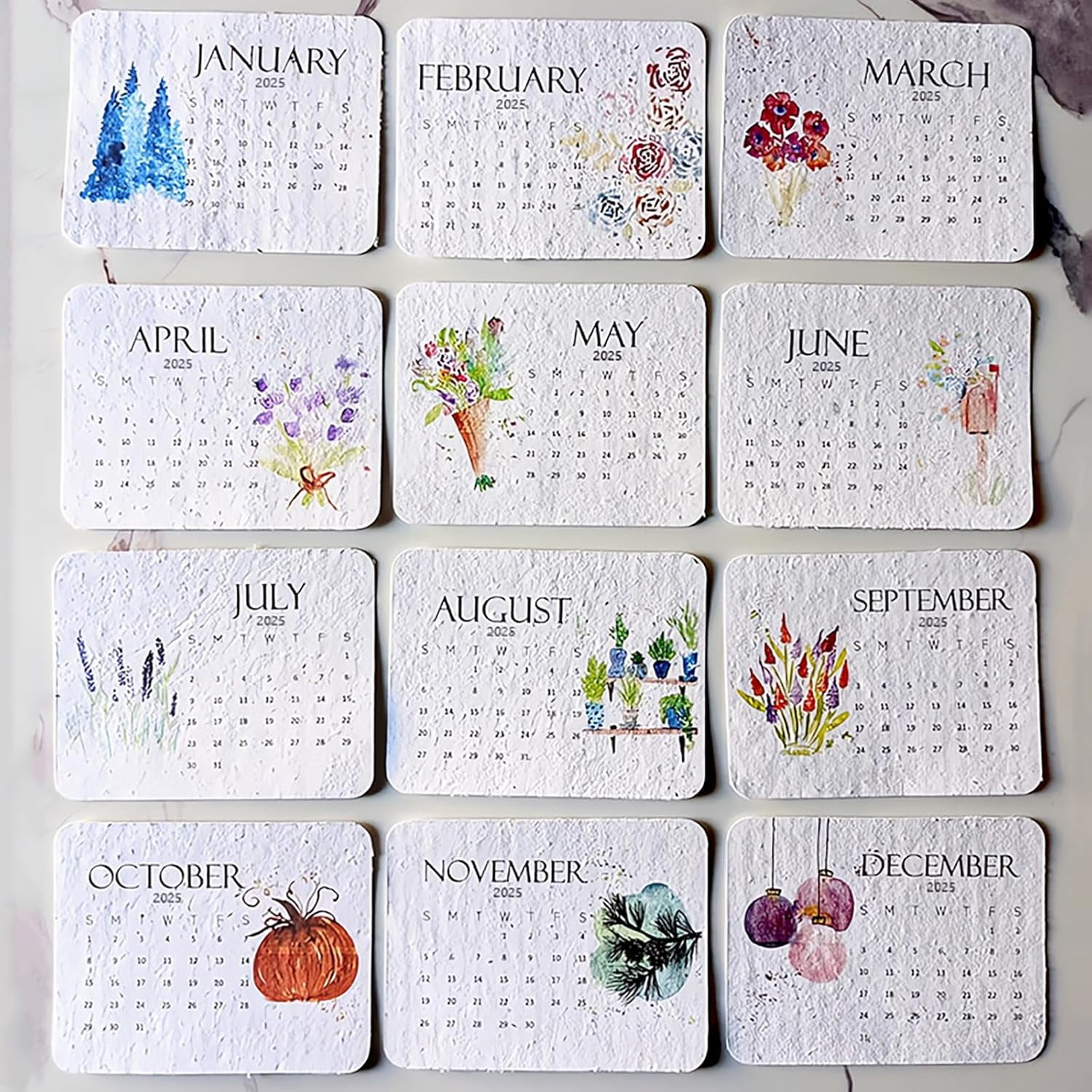Huchen Plantable Seed Calendar 2025,2025 Natural Flower Calendar,From