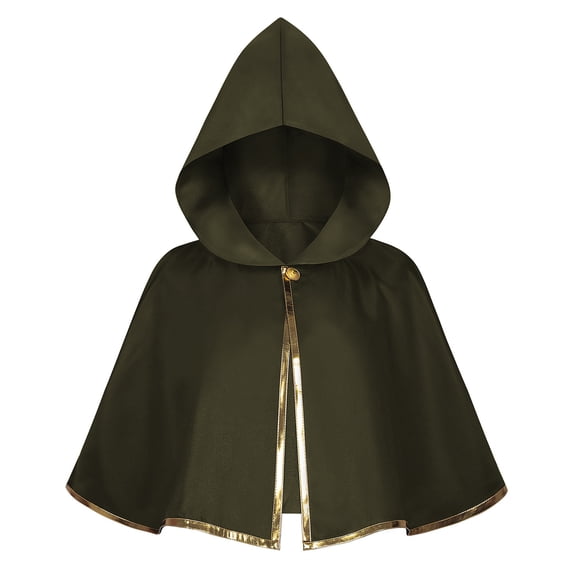 Huchen Renaissance Medieval Hooded Cape Adult Polyester Cloak Halloween Party Victorian Capelet for Adults (Green)