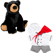 Hucklebeary the Black Bear Plush Toy in Chef Costume - 16 inch Culinary Stuffed Animal with Chef Accessories, Cute Chef Teddy Bear Outfit, Gift for Kids, and Creative Play