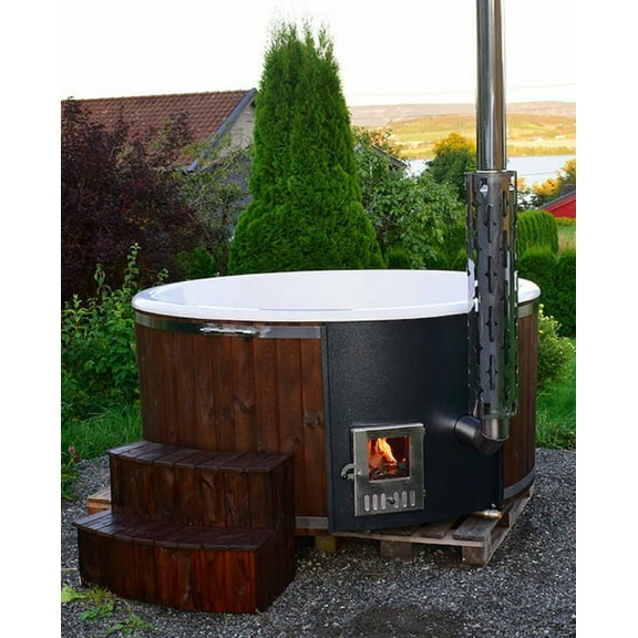 Hud-1 EZ Buildings Sierra 6 Person Round 78 in. Wood Fired Hot Tub