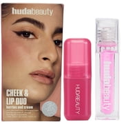 Huda Beauty Cheek & Lip Duo Berries and Cream, Strawberry Cream Blush & Juicy Goji Lip Oil, 2-Piece Set