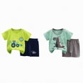 thumbnail image 1 of Hudaneo 4PCS Baby Boy Clothes Cotton Summer Outfits Short Sleeve Cartoon T-Shirt Shorts Set, 3M-6T, 1 of 7