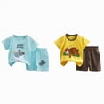 thumbnail image 1 of Hudaneo 4PCS Baby Boy Clothes Cotton Summer Outfits Short Sleeve Cartoon T-Shirt Shorts Set, 3M-6T, 1 of 7