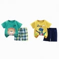 thumbnail image 1 of Hudaneo 4PCS Baby Boy Clothes Cotton Summer Outfits Short Sleeve Cartoon T-Shirt Shorts Set, 3M-6T, 1 of 7
