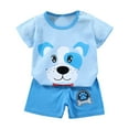 thumbnail image 1 of Hudaneo Baby Boy Summer Clothes Cartoon T-shirt Outfits Short Sleeve Top T shirt shorts Set 2 Piece, Blue 6-12M, 1 of 3
