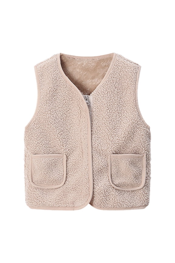 Baby Fleece Vest Zip Up Soft Warm Sleeveless Coat for Winter Daily Wear, 12M-8Y