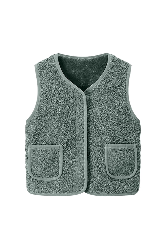 Baby Toddler Fleece Vest with Zipper Soft Cozy Sleeveless Outerwear Pockets, 12M-8Y