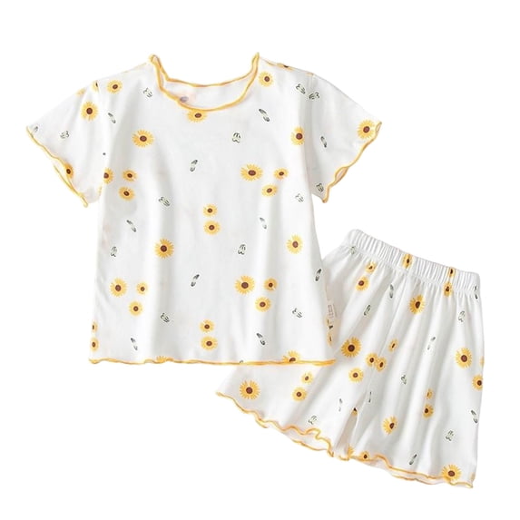 Hudaneo Baby Toddler Girls 2 Piece Outfit Set Cute Print Short Sleeve Wear, 6M-6Y