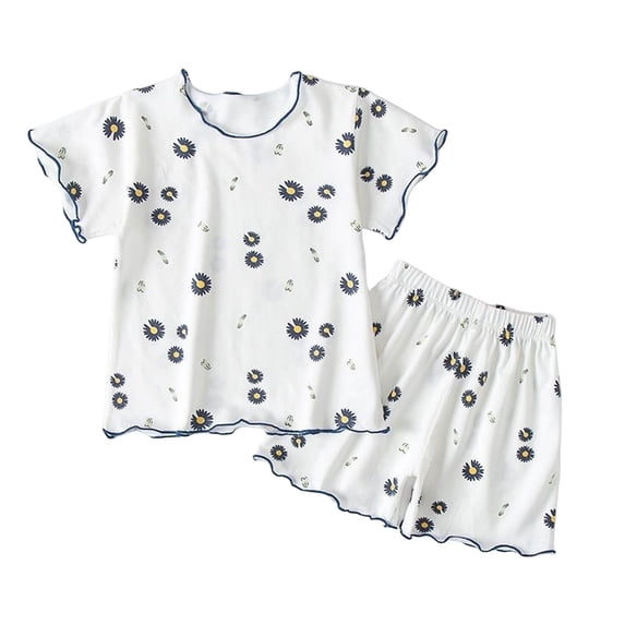 Hudaneo Baby Toddler Girls 2 Piece Outfit Set Cute Print Short Sleeve Wear, 6M-6Y