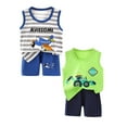 thumbnail image 1 of Hudaneo Boy Clothes Toddler Baby Boys 4 PCS Summer Outfits Sleeveless Cotton Dinosaur T-Shirt Shorts Set, 3 Months-6T, 1 of 5