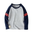 thumbnail image 1 of Hudaneo Boys Crewneck Raglan Tee Long Sleeve Cotton Baseball Shirt with Striped Sleeves, 4-13 Years, 1 of 8