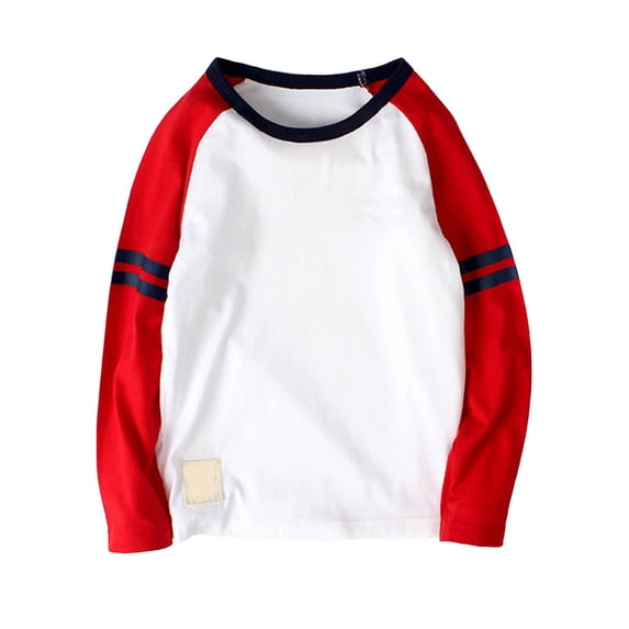 Hudaneo Boys Crewneck Raglan Tee Long Sleeve Cotton Baseball Shirt with Striped Sleeves, 4-13 Years