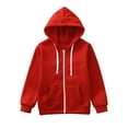 thumbnail image 1 of Hudaneo Boys Girls Zip Up Hoodie Oversized Hooded Jacket Full Zipper Sweatshirt Pocket, 3-12 Years, 1 of 8
