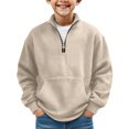 thumbnail image 1 of Hudaneo Boys Long Sleeve Pullover Quarter Zip Waffle Knit Sweater Tops, 3-14 Years, 1 of 4