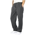 thumbnail image 1 of Hudaneo Boys Straight Leg Open Bottom Athletic Sweatpants Drawstring Joggers Pockets, 5-16 Years, 1 of 5