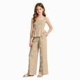 thumbnail image 1 of Hudaneo Girls 2 Piece Summer Set Ruffle Trim Cami Top Wide Leg Pants with Pockets, 5-15 Years, 1 of 7