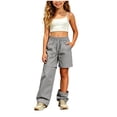 thumbnail image 1 of Hudaneo Girls Cargo Hiking Pants Kid Convertible Zip-Off Outdoor Pants with Drawstring & Pockets Water Resistant Joggers, Gray 11-12 Years, 1 of 6