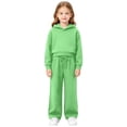 thumbnail image 1 of Hudaneo Kids Girls Athletic 2 Piece Outfit Hooded Crop Sweatshirt and Wide Leg Pants, 3-13 Years, 1 of 6