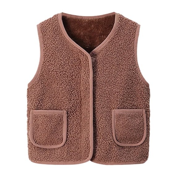 Hudaneo Kids Warm Fleece Vest Zip Up Sleeveless Sherpa Puffer Jacket for Winter, 12M-8Y