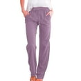 thumbnail image 1 of Hudaneo Ladies Travel Casual Linen Pants Elastic Waist Drawstring Pockets Straight Leg Trousers, S-XXXL, 1 of 4