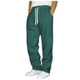 thumbnail image 1 of Hudaneo Men's Sweatpants Relaxed Straight Leg Fleece Open Bottom Sweatpant with Elastic Drawstring Waist Fleece Lounge Athletic Pants for Men with Pockets S-3XL, 1 of 5