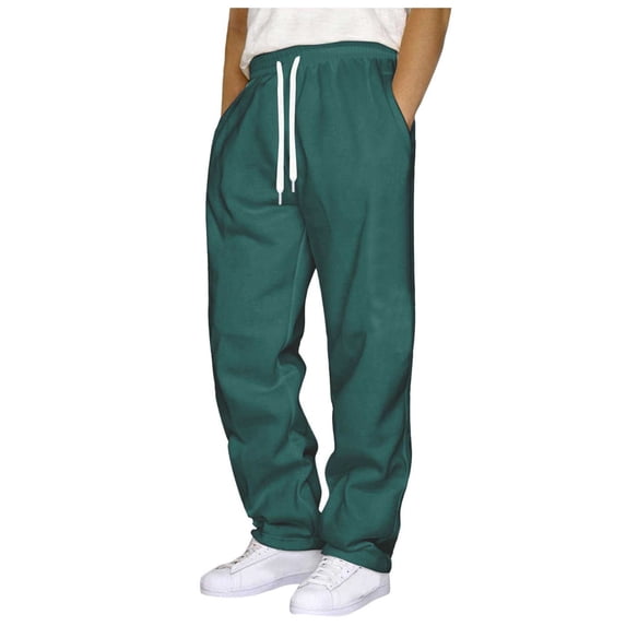 Hudaneo Men's Sweatpants Relaxed Straight Leg Fleece Open Bottom Sweatpant with Elastic Drawstring Waist Fleece Lounge Athletic Pants for Men with Pockets S-3XL