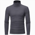 thumbnail image 1 of Hudaneo Mens Basic Slim Fit Long Sleeve Turtleneck Shirt Lightweight Knitted Undershirt, M-3XL, 1 of 1