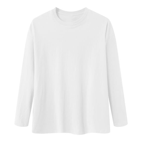 Hudaneo Mens Casual Long Sleeve Crew Neck T Shirt Cotton Basic Everyday Wear, S-3XL