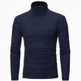thumbnail image 1 of Hudaneo Mens Long Sleeve Turtleneck Knitted Shirt Slim Fit Basic Lightweight Pullover Top, M-3XL, 1 of 1