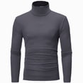 thumbnail image 1 of Hudaneo Mens Long Sleeve Turtleneck Knitted Shirt Slim Fit Basic Lightweight Pullover Top, M-3XL, 1 of 1