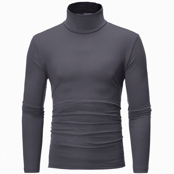 Hudaneo Mens Long Sleeve Turtleneck Knitted Shirt Slim Fit Basic Lightweight Pullover Top, M-3XL