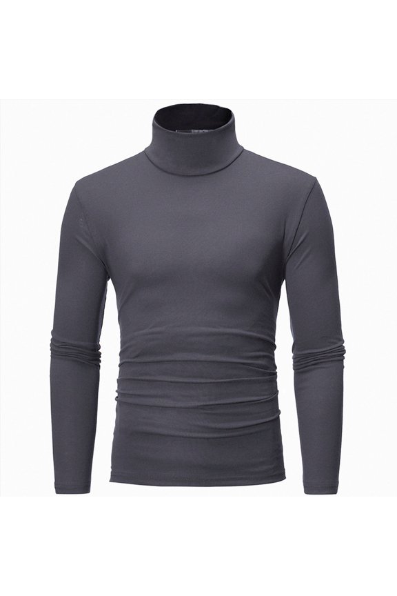 Mens Slim Fit Mock Turtleneck Long Sleeve Shirt Lightweight Knitted Casual Top, M-3XL