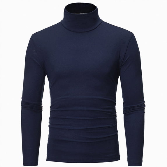 Hudaneo Mens Slim Fit Turtleneck Long Sleeve Knitted Lightweight Casual Basic Pullover Top, M-3XL