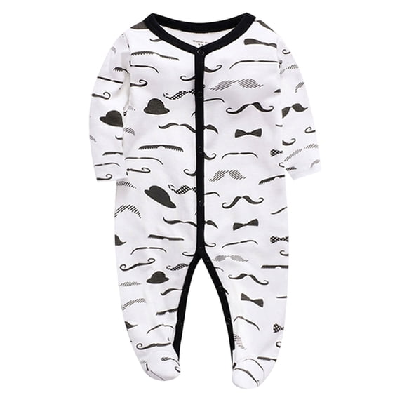 Hudaneo Newborn Boy Clothes 12M Newborn Baby Winter Romper Bodysuit Long Sleeve Button Jumpsuit One Piece Infant Warm Clothes