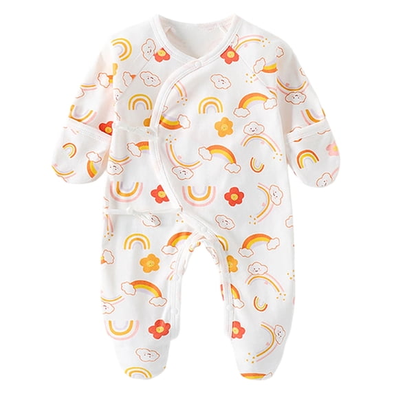 Hudaneo Newborn Boy Clothes 6M Newborn Baby Boy Fall Winter Romper Bodysuit Long Sleeve Button Jumpsuit One Piece Warm Clothing