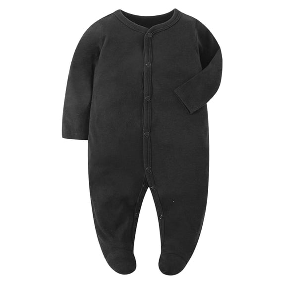 Hudaneo Newborn Boy Clothes 9M Unisex One Piece Romper Bodysuit Jumpsuit Long Sleeve Button Crew Neck Newborn Fall Winter
