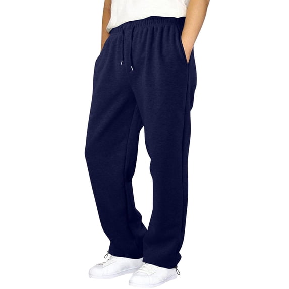 Hudaneo Teen Boys Baggy Straight Leg Sweatpants Open Bottom Drawstring Waist Pockets, 5-16 Years