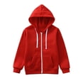 thumbnail image 1 of Hudaneo Teens Oversized Full Zip Hoodie Sweatshirt Jacket with Drawstring and Pocket, 3-12 Years, 1 of 8