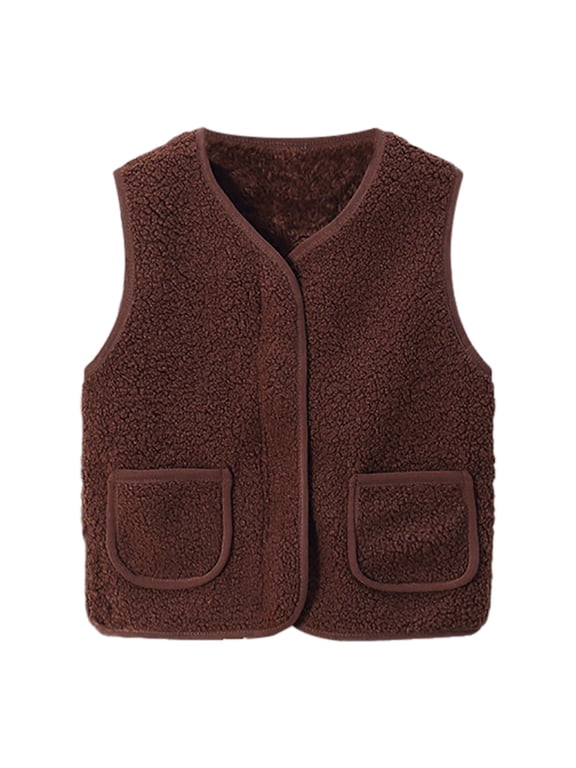 Toddler Kids Fleece Vest with Zipper Soft Sleeveless Waistcoat Cozy Warm, 12M-8Y