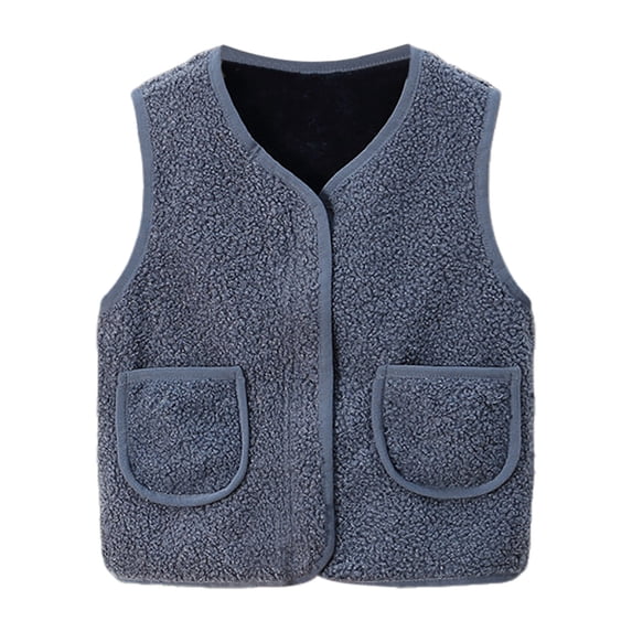 Hudaneo Toddler Warm Zip Up Fleece Vest Sleeveless Sherpa Coat with Pockets Winter, 12M-8Y