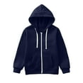 thumbnail image 1 of Hudaneo Unisex Zip Up Hoodie Oversized Sweatshirt with Kangaroo Pocket Full Zipper Jacket, 3-11 Years, 1 of 5