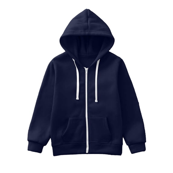 Hudaneo Unisex Zip Up Hoodie Oversized Sweatshirt with Kangaroo Pocket Full Zipper Jacket, 3-11 Years