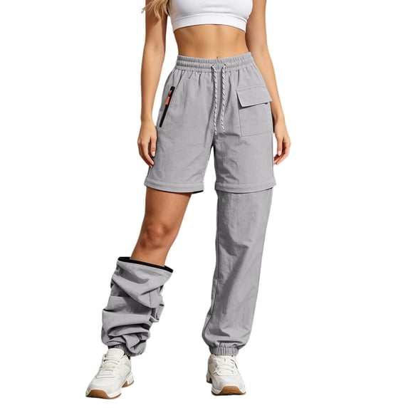 Hudaneo Womens Pants Lightweight Cargo Pants for Womens Zip-Off Trekking Trousers Waterproof Joggers Hiking Pants, Gray S